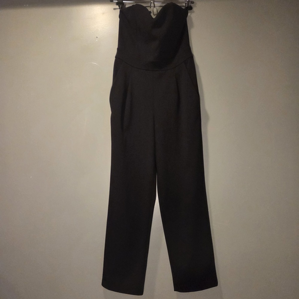 Express Strapless Jumpsuit Sweetheart Neckline, Women's Size 00 Petite, Black